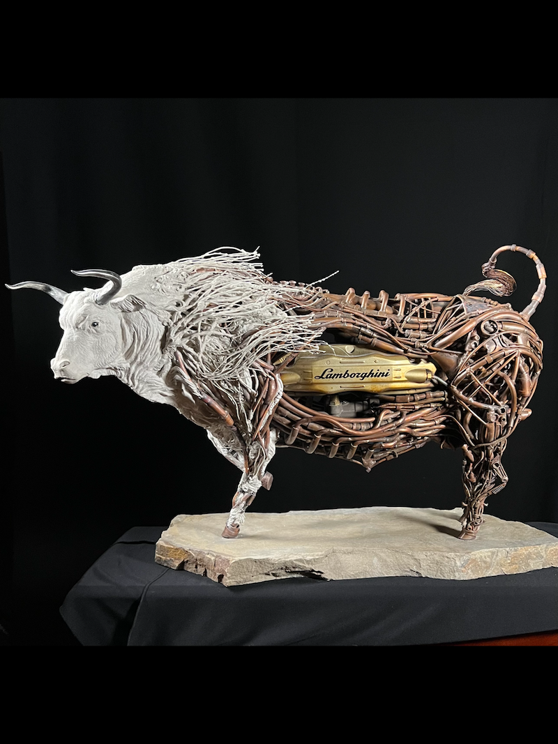 Sculpture of a bull by Chris Hynes