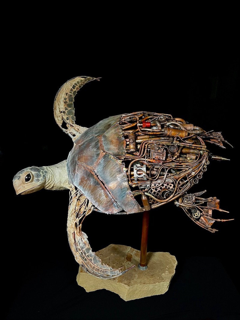 Sculpture of a sea turtle by Chris Hynes