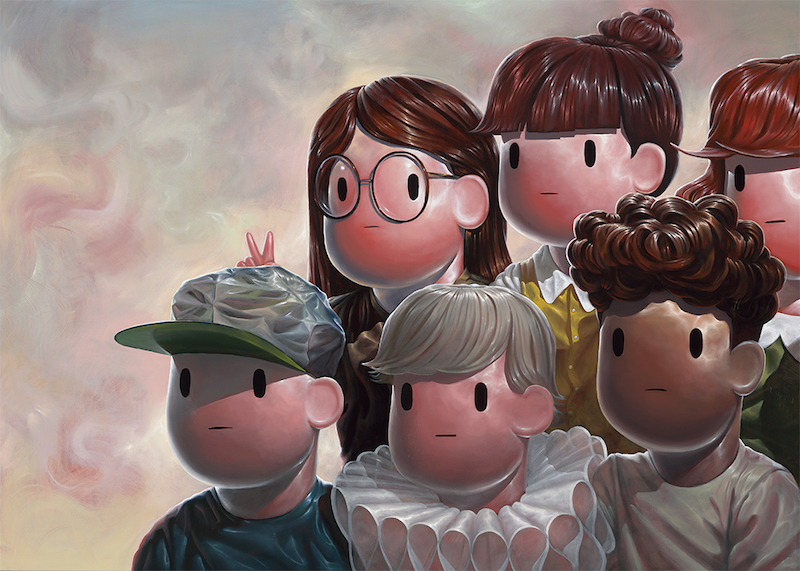 Painting of a group of children featured in "Giorgiko: Back to School" at Hashimoto Contemporary