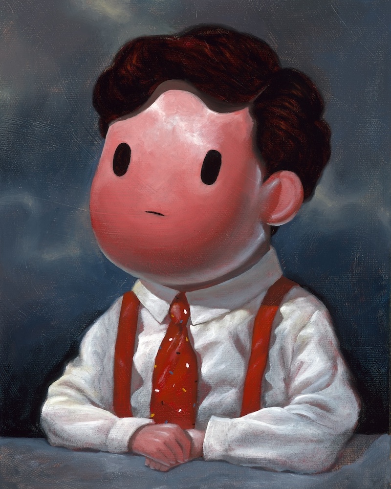 Painting of a boy featured in "Giorgiko: Back to School" at Hashimoto Contemporary