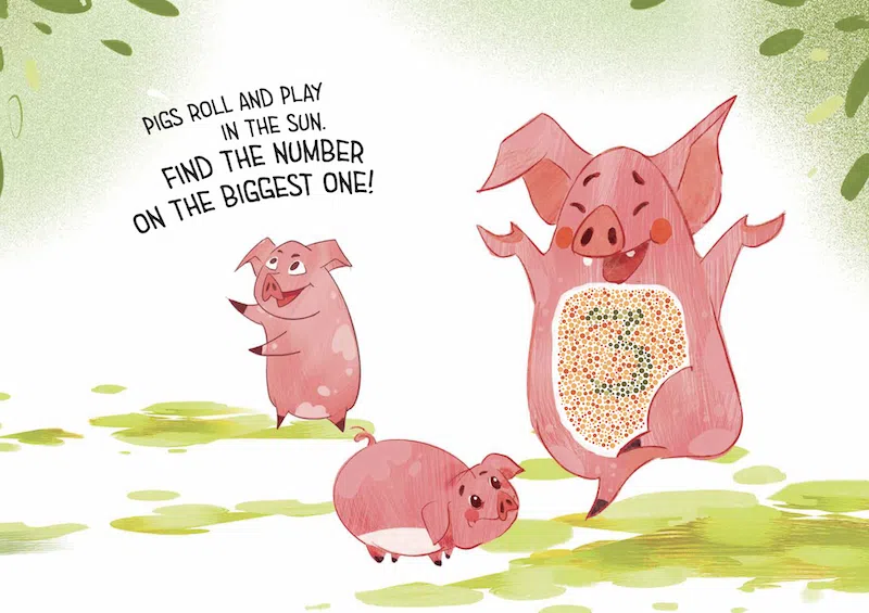 Spread from Navneet's "Color Blindness Detection Book," published for free and online in spring 2025