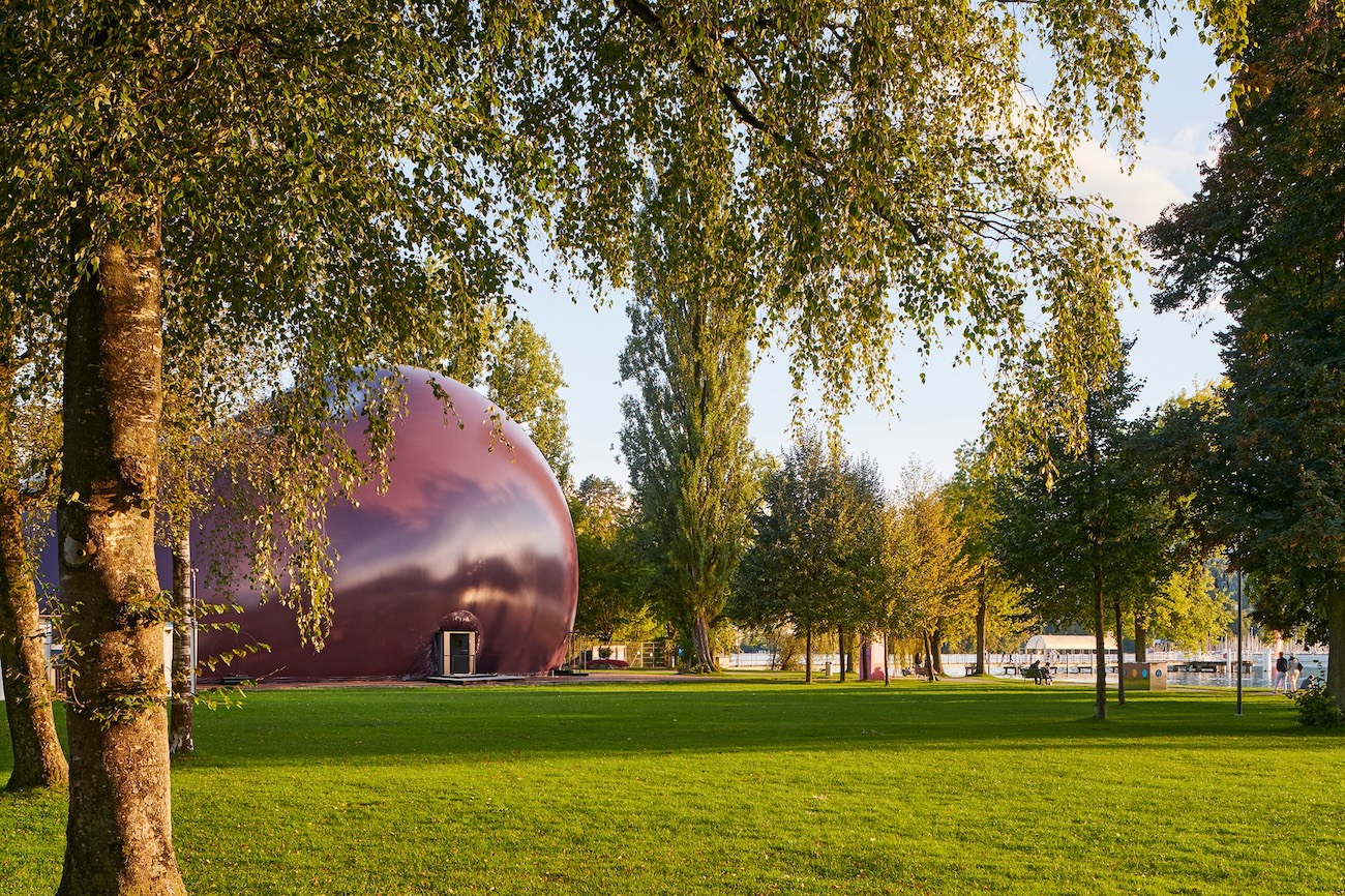 Anish Kapoor and the late architect Arata Isozaki's mobile concert hall, "Ark Nova," set up during the Lucerne Festival in Switzerland.