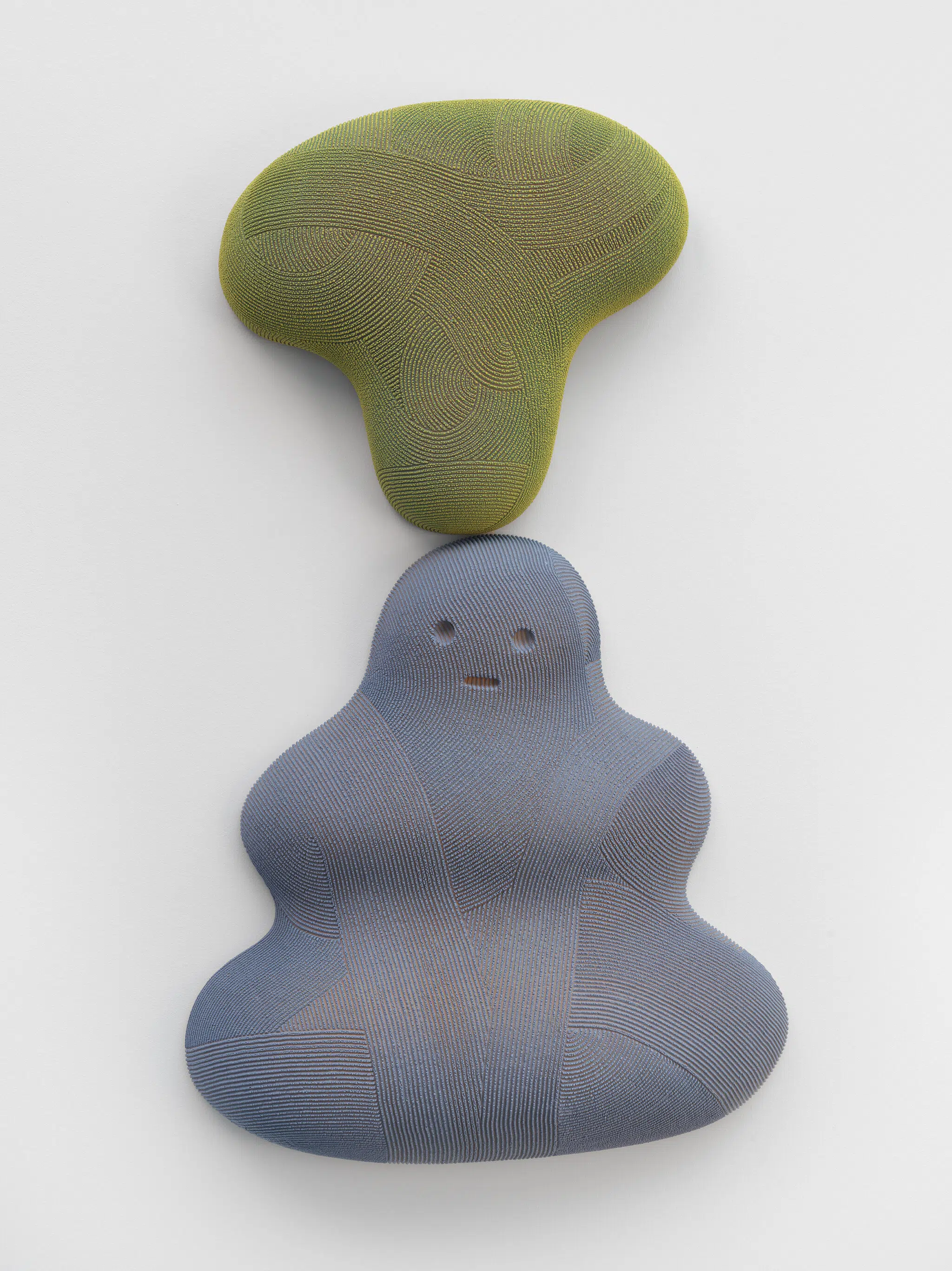 Playful ceramic sculpture created by En Iwamura for his solo exhibition, "Mask," at Ross+Kramer in January 2025