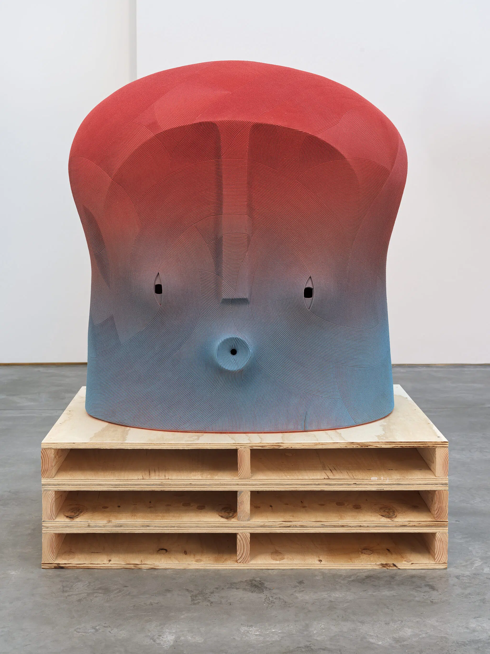Playful ceramic sculpture created by En Iwamura for his solo exhibition, "Mask," at Ross+Kramer in January 2025