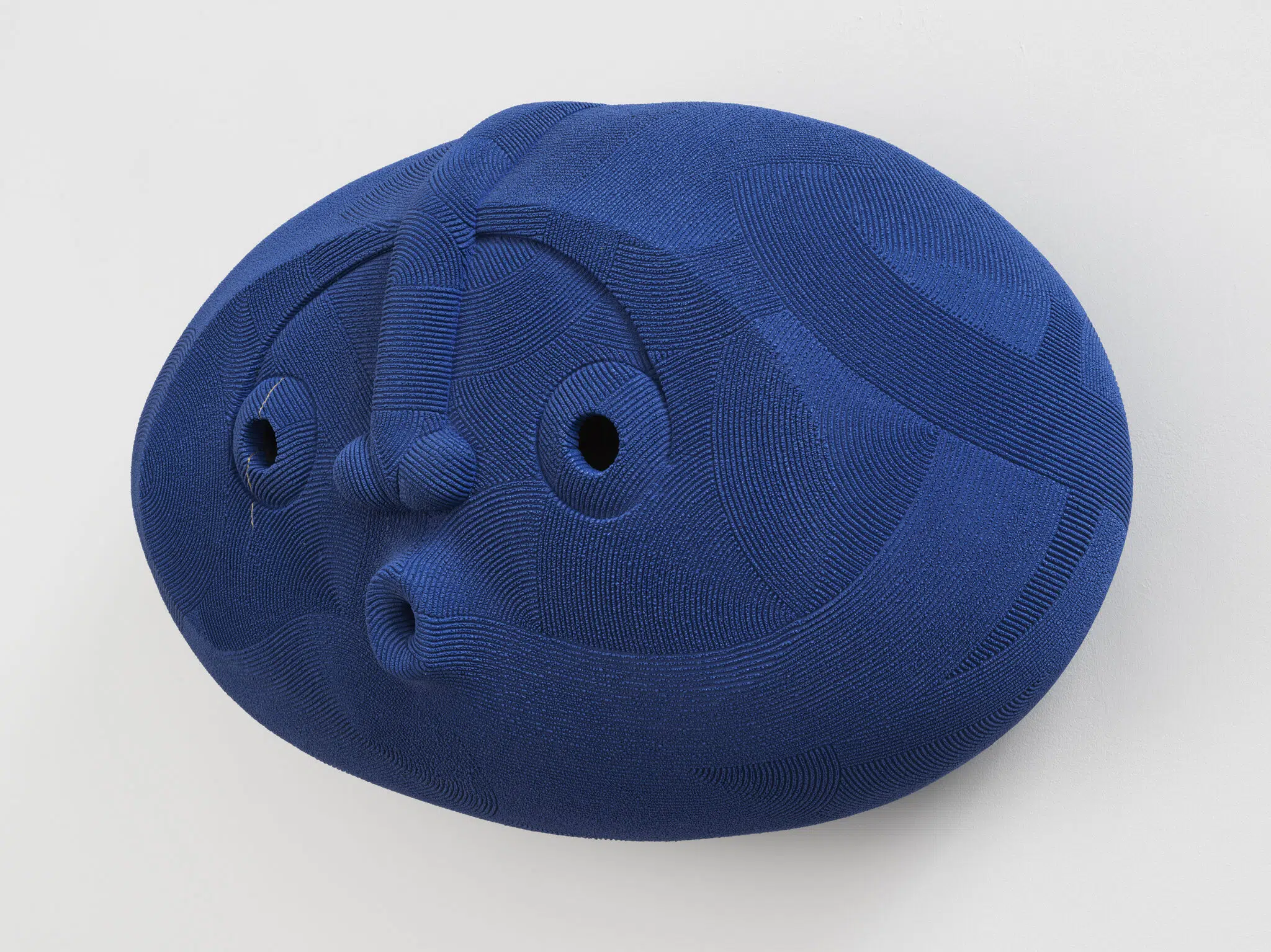 Playful ceramic sculpture created by En Iwamura for his solo exhibition, "Mask," at Ross+Kramer in January 2025