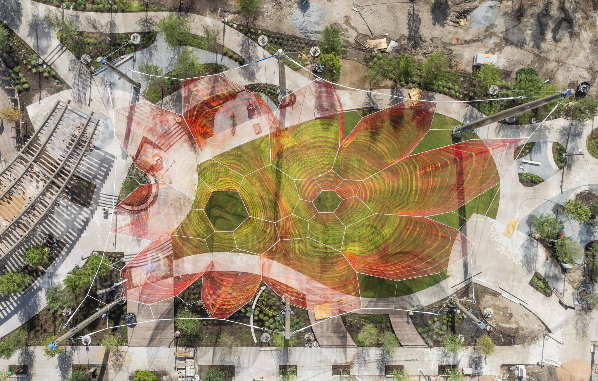 Public fiber art installation by Janet Echelman