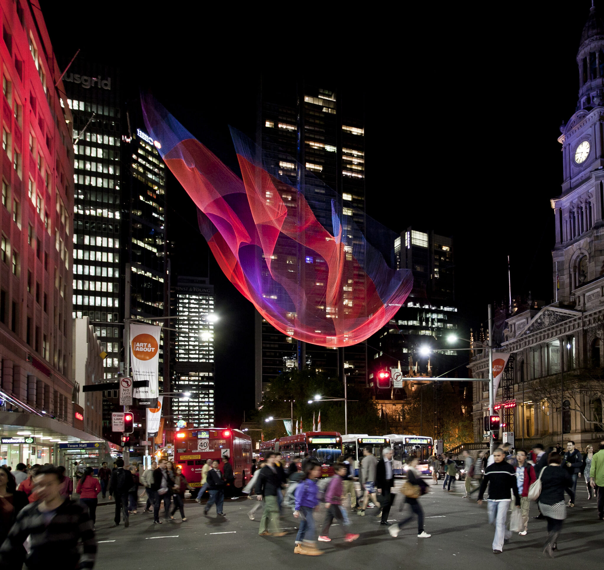 Public fiber art installation by Janet Echelman