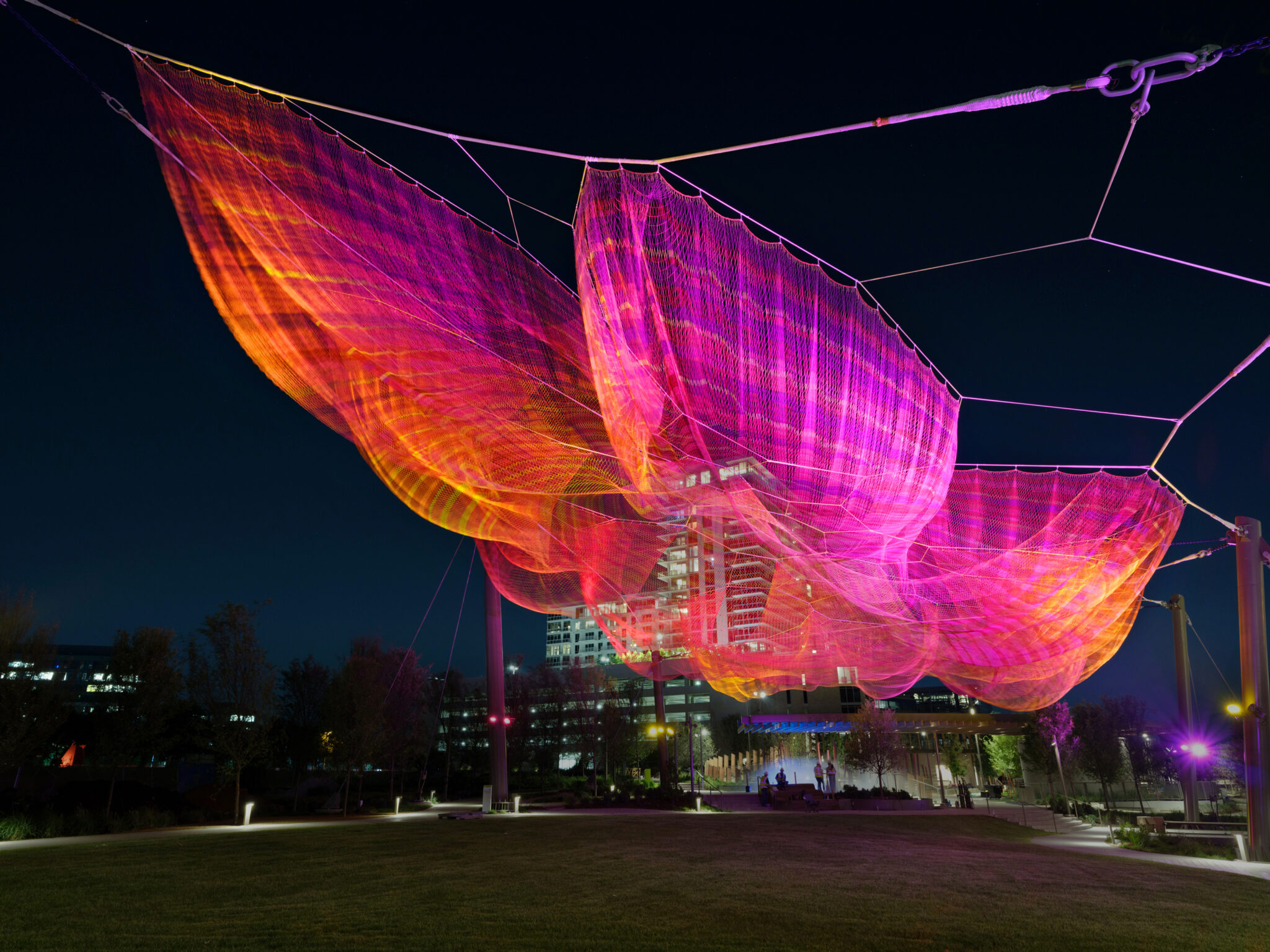 Public fiber art installation by Janet Echelman