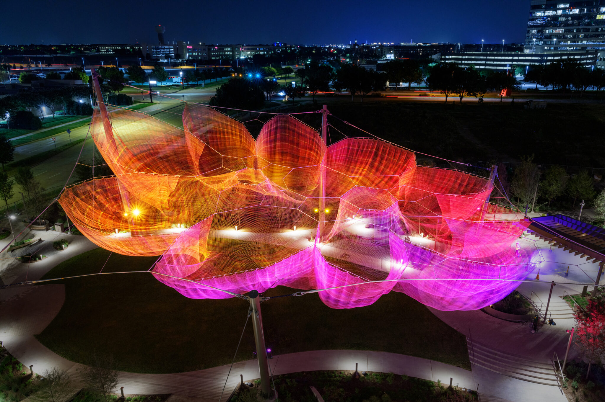 Public fiber art installation by Janet Echelman