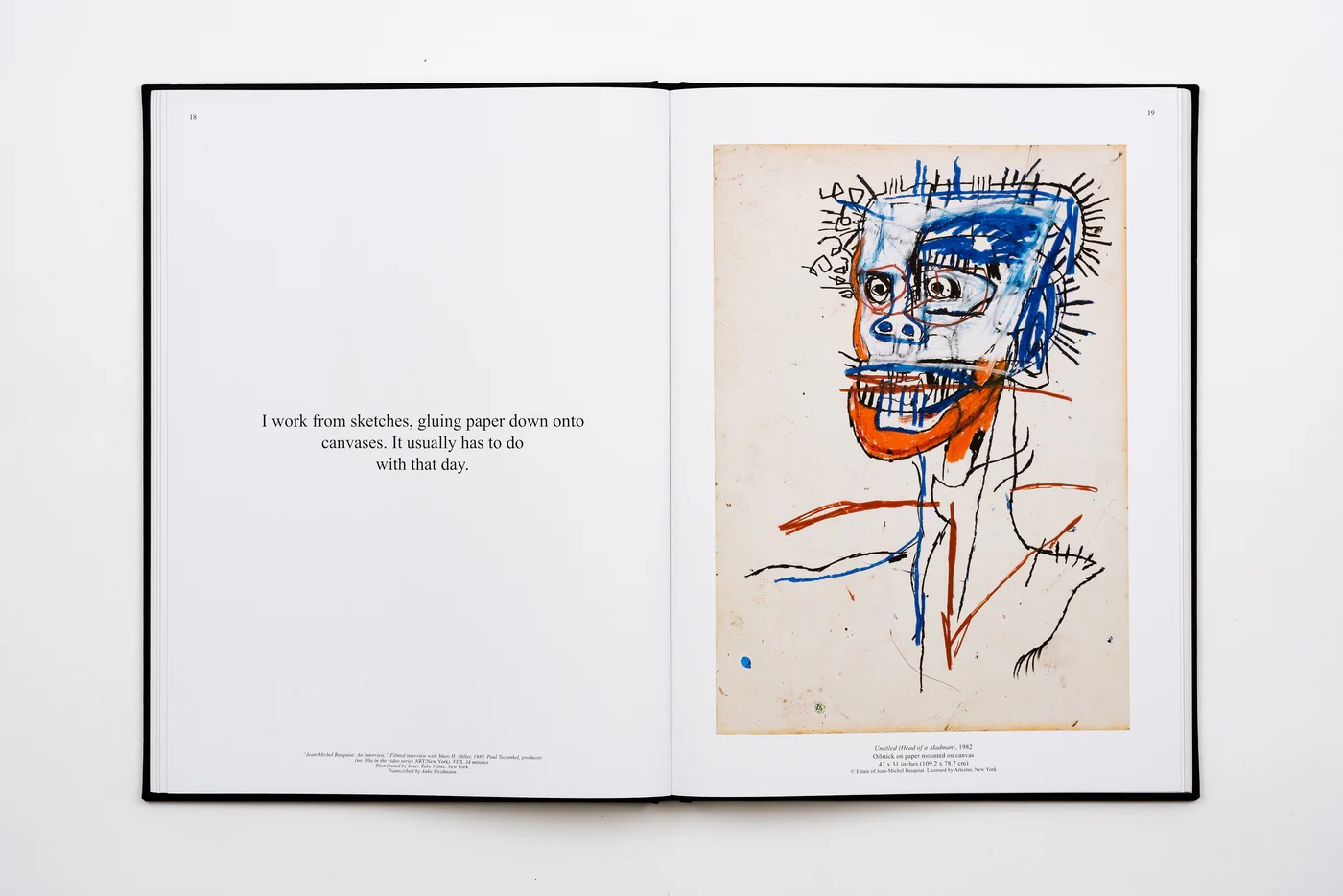 A spread from "Jean-Michel Basquiat The Head—The Mind," published by No More Rulers.