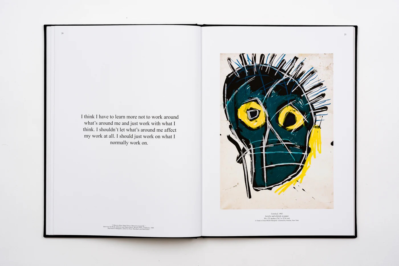 A spread from "Jean-Michel Basquiat The Head—The Mind," published by No More Rulers.