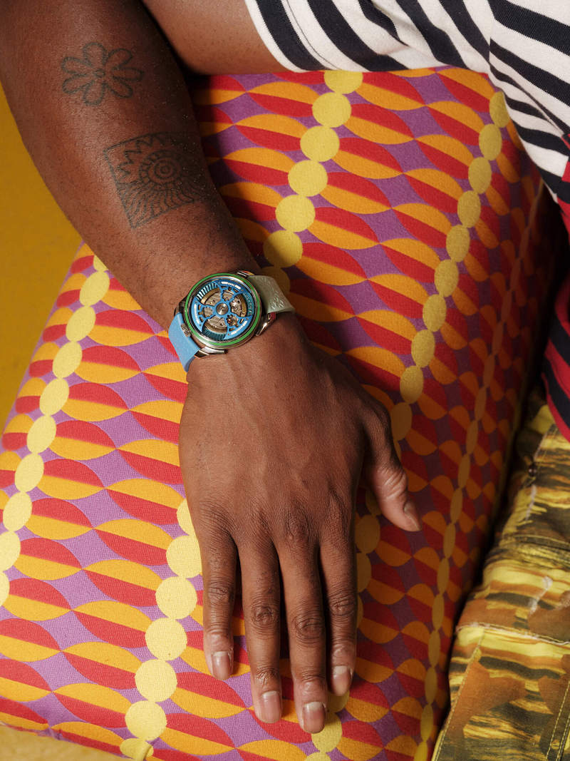 Yinka Ilori's "Grow Your Dreams" watch collection, produced in collaboration with MB&F's "M.A.D.Editions" line