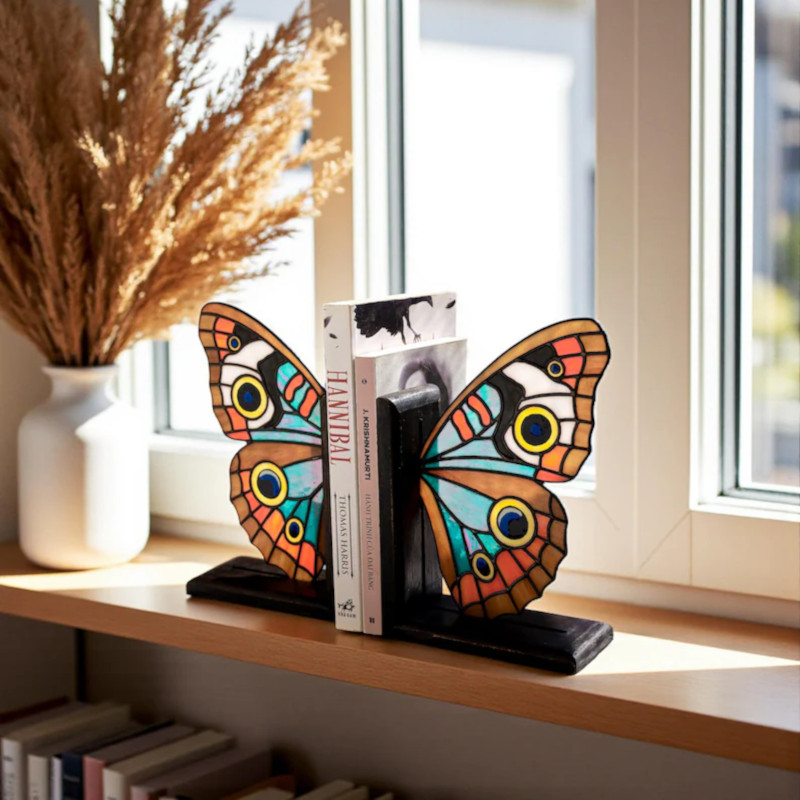 Stained Glass Butterfly Bookends by GlassArtSouvenirs
