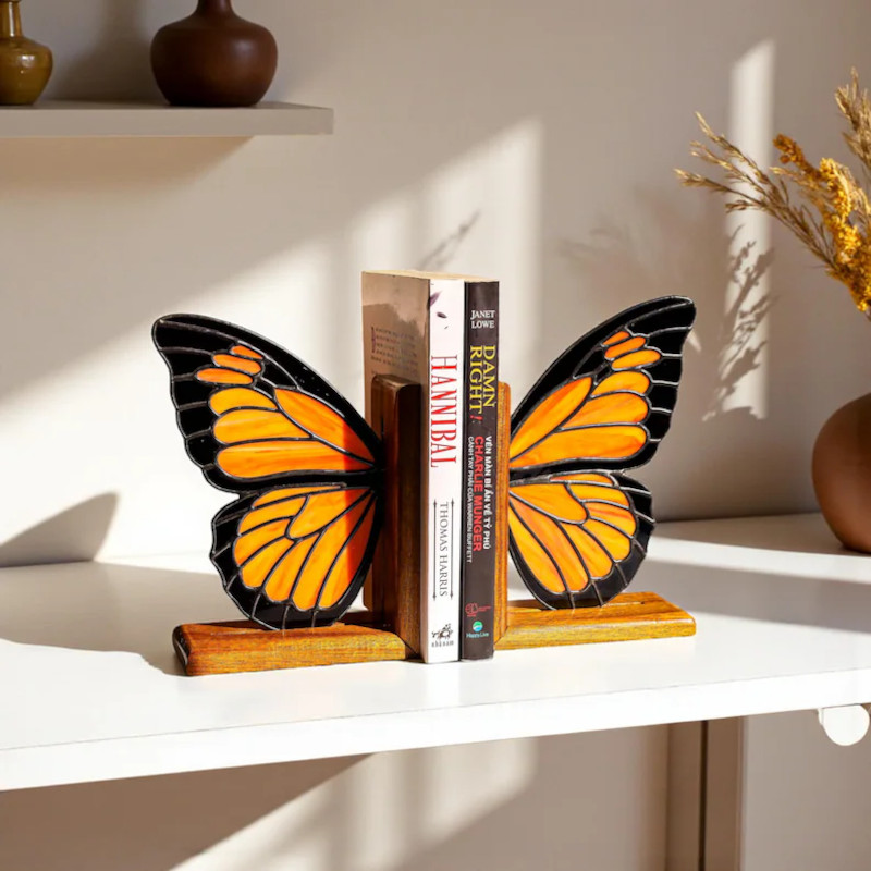 Stained Glass Butterfly Bookends by GlassArtSouvenirs