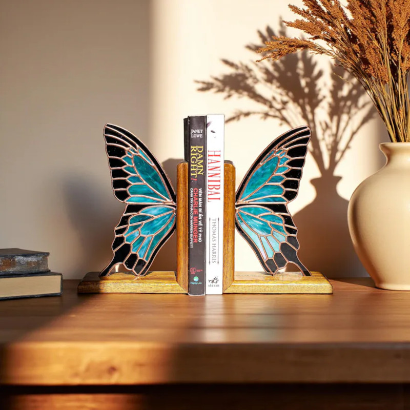 Stained Glass Butterfly Bookends by GlassArtSouvenirs