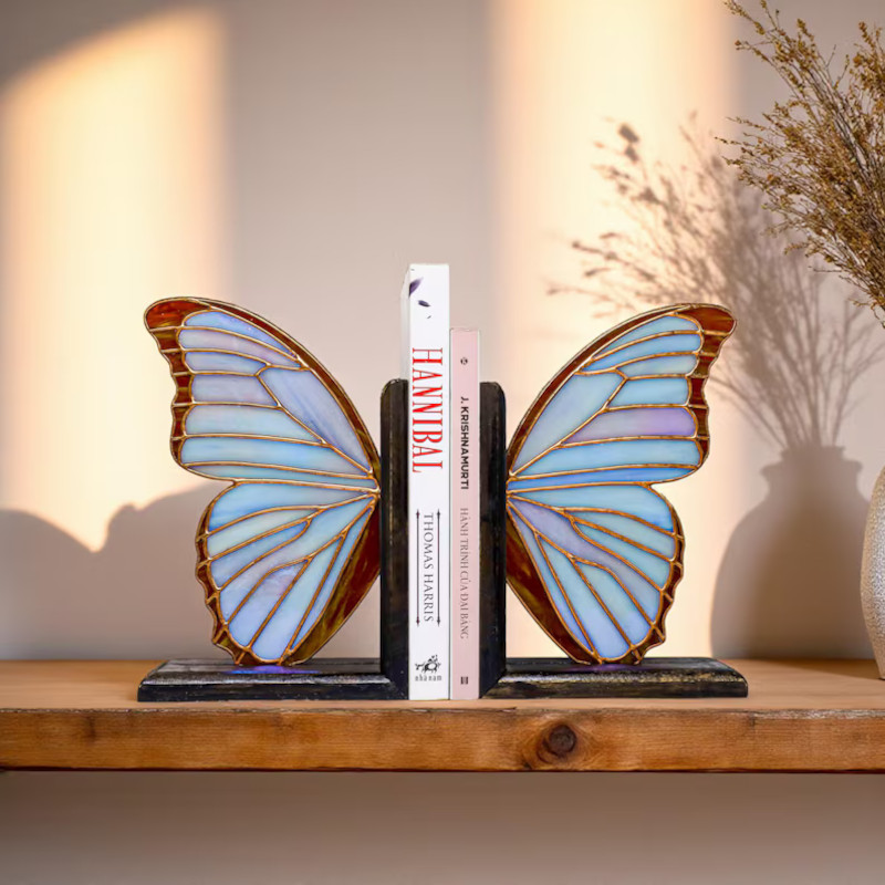 Stained Glass Butterfly Bookends by GlassArtSouvenirs