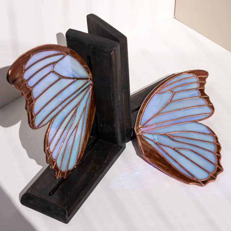 Stained Glass Butterfly Bookends by GlassArtSouvenirs