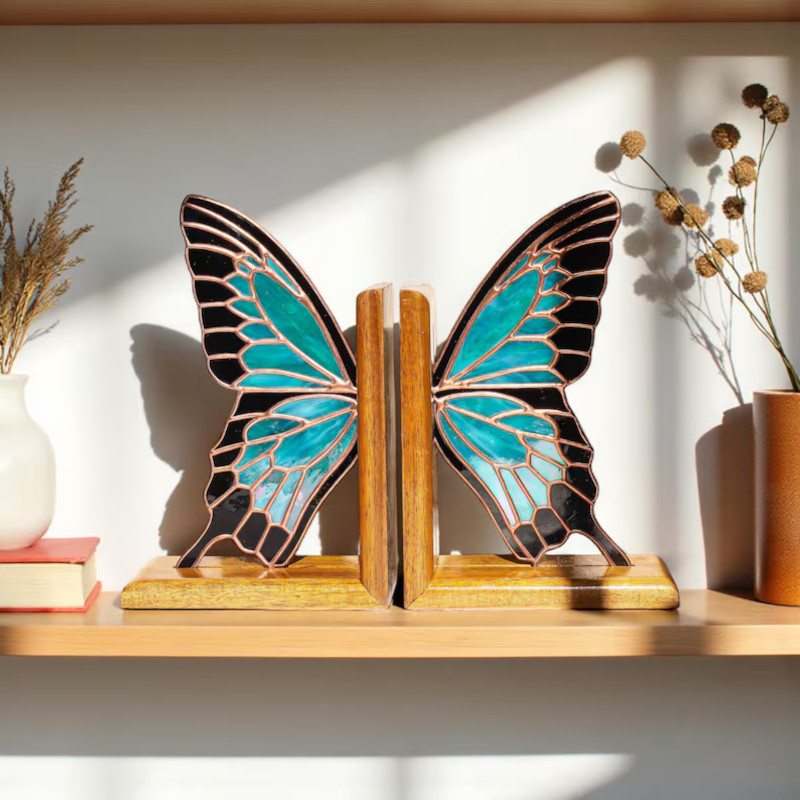 Stained Glass Butterfly Bookends by GlassArtSouvenirs