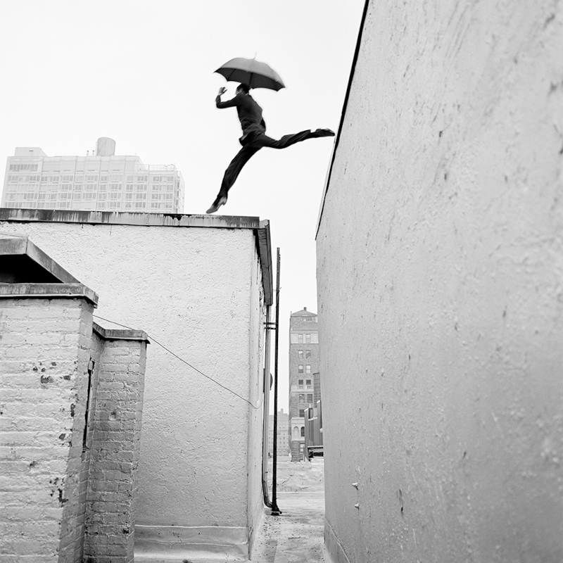 Rodney Smith, Reed Leaping Over Rooftop, New York, New York
