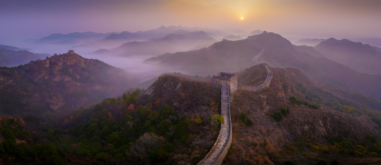 Aerial panorama of the Great Wall of China