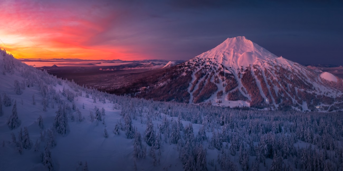 Wintery landscape panorama in Oregon