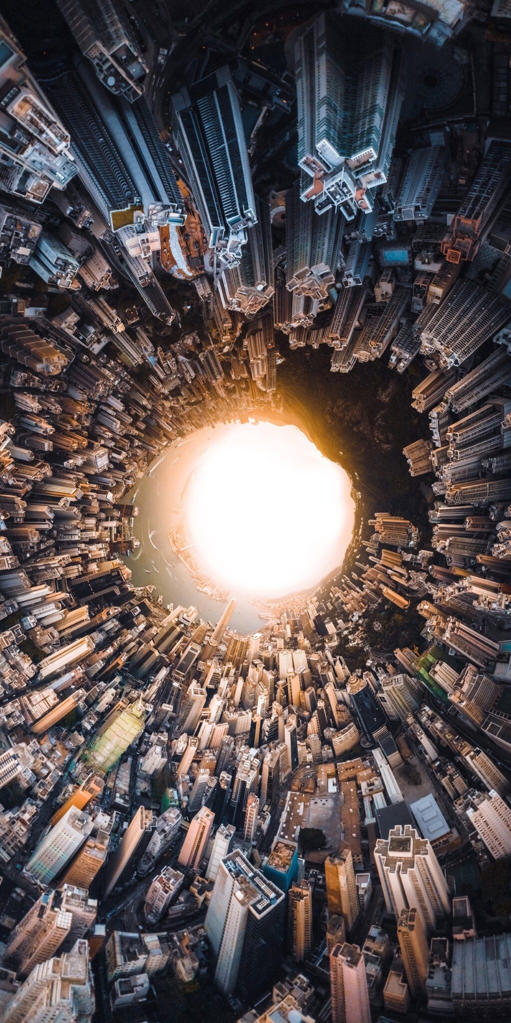 Aerial pano view of buildings in Hong Kong