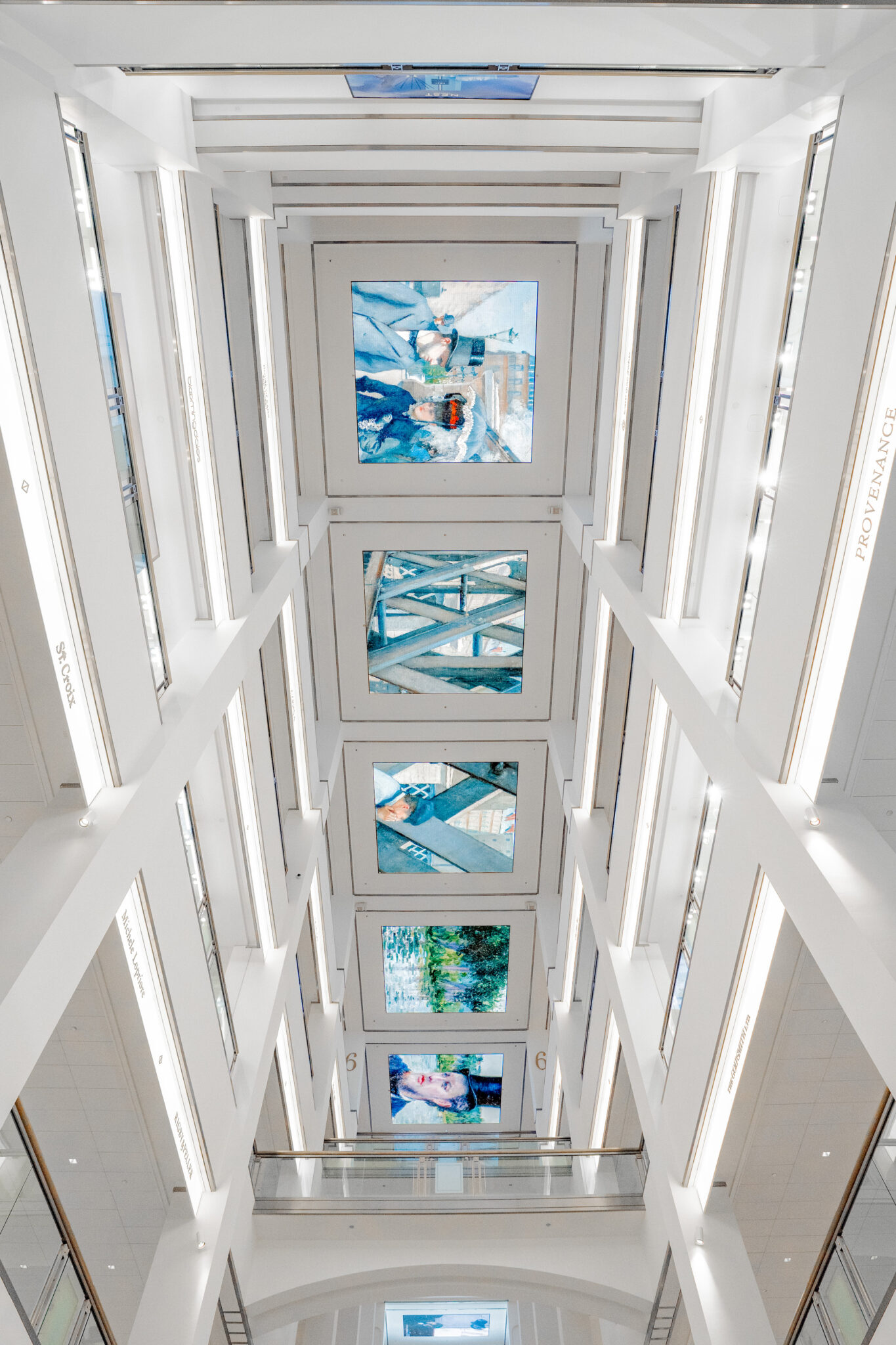 View of the immersive, digital installation at Chicago's Magnificent Mile created in collaboration with the Art Institute of Chicago and the Canopy, featuring six of Gustave Caillebotte's most famous paintings