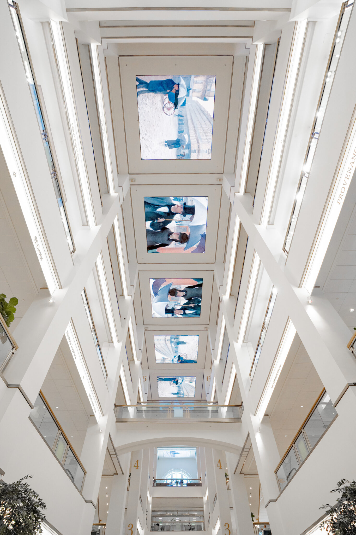 View of the immersive, digital installation at Chicago's Magnificent Mile created in collaboration with the Art Institute of Chicago and the Canopy, featuring six of Gustave Caillebotte's most famous paintings
