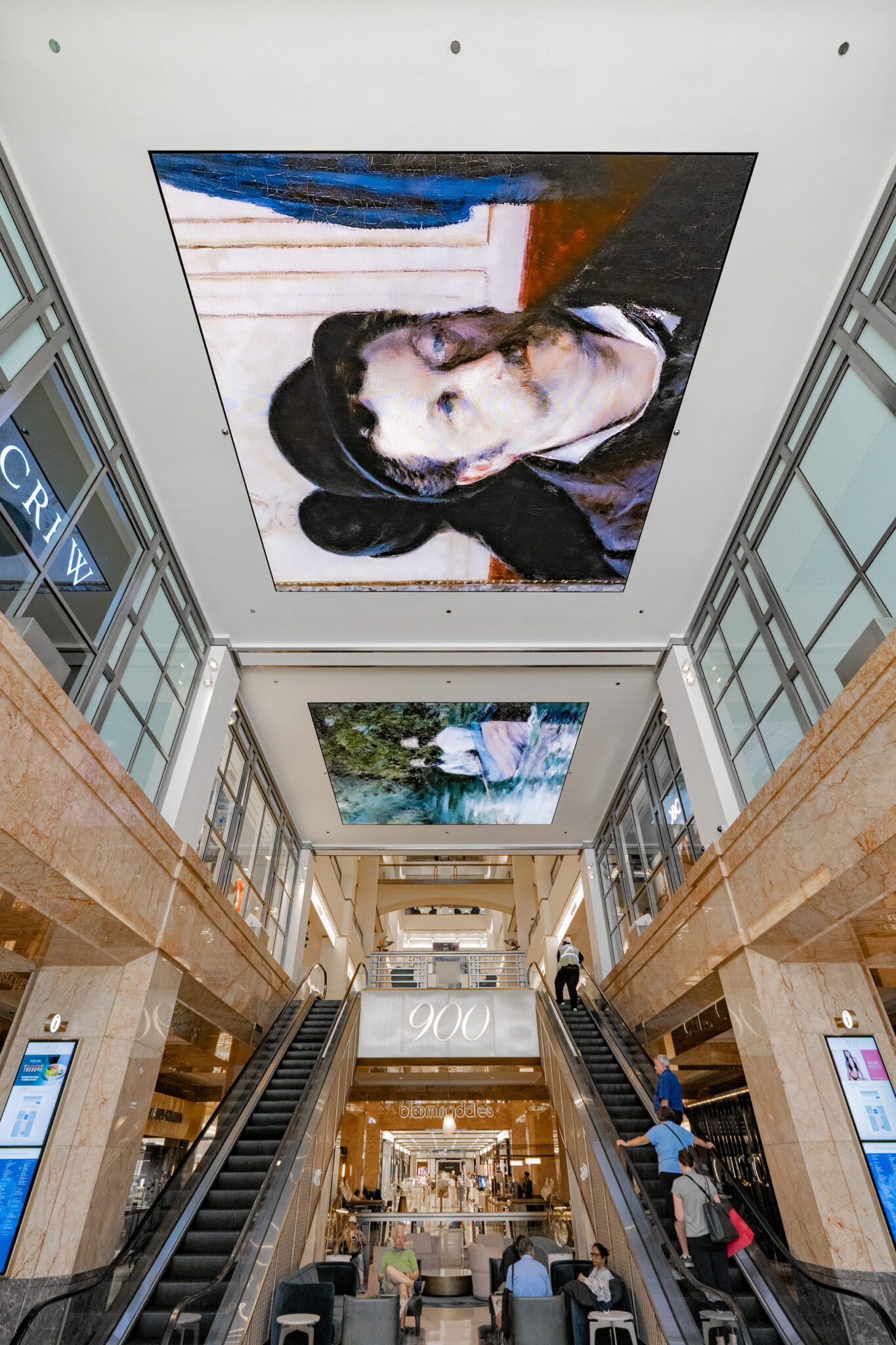 View of the immersive, digital installation at Chicago's Magnificent Mile created in collaboration with the Art Institute of Chicago and the Canopy, featuring six of Gustave Caillebotte's most famous paintings