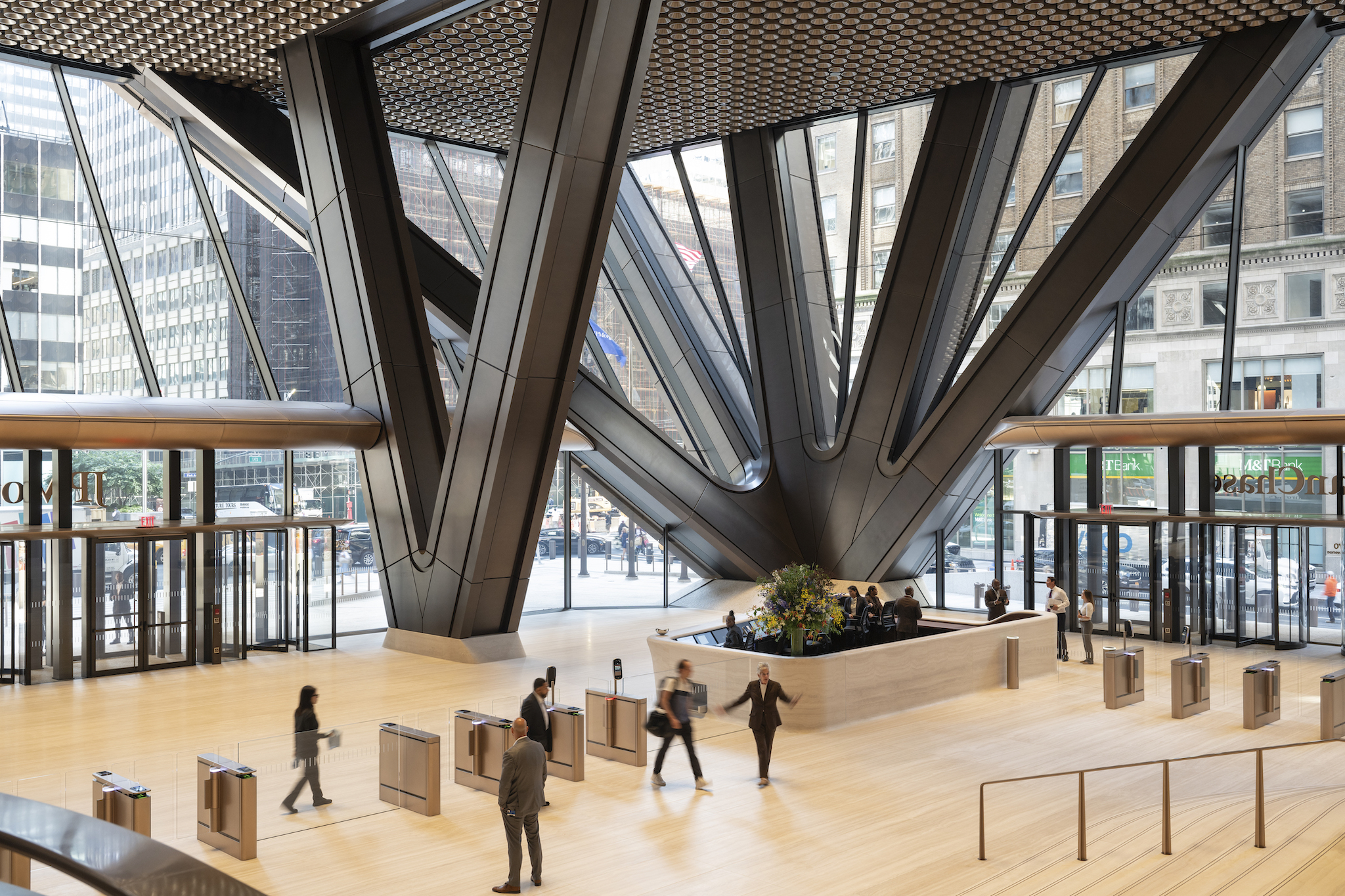 Interior de la nueva sede mundial de JPMorgan Chase en 270 Park Avenue, Nueva York, diseñado por Foster + Partners.