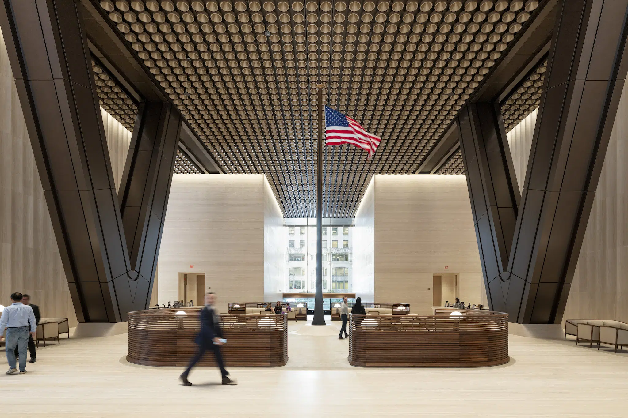 Interior de la nueva sede mundial de JPMorgan Chase en 270 Park Avenue, Nueva York, diseñado por Foster + Partners.