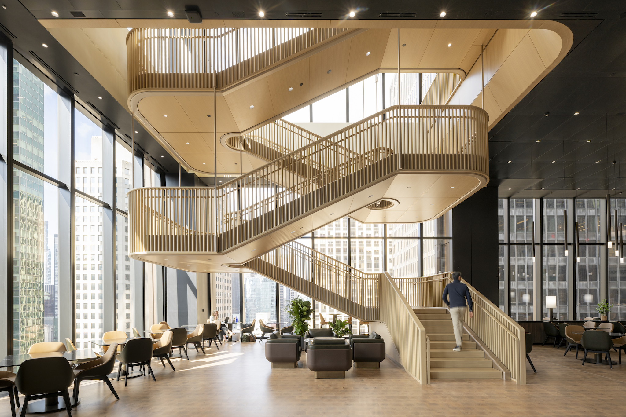 Interior de la nueva sede mundial de JPMorgan Chase en 270 Park Avenue, Nueva York, diseñado por Foster + Partners.