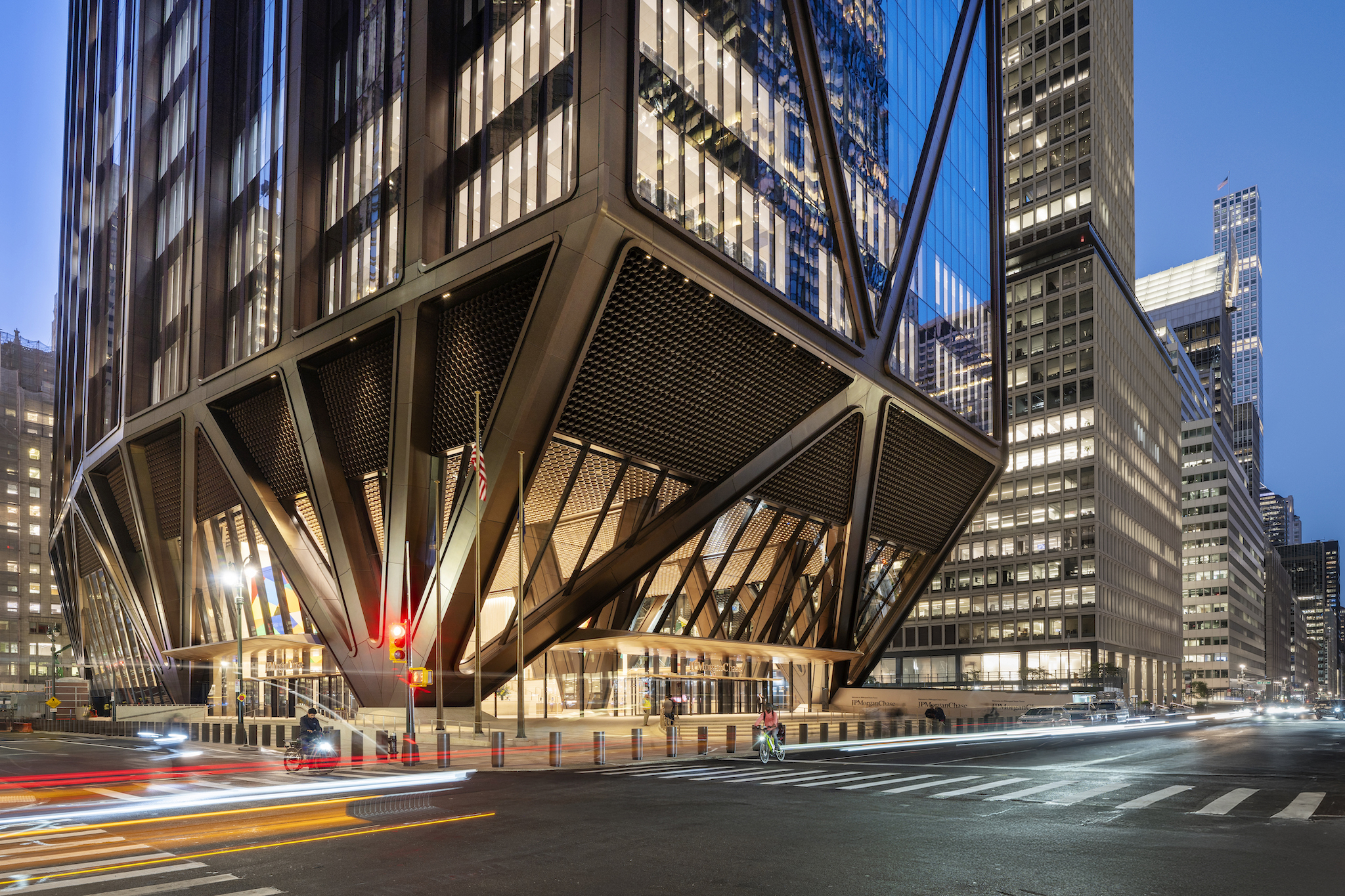 Exterior de la nueva sede global de JPMorgan Chase en 270 Park Avenue, Nueva York, Nueva York, diseñada por Foster + Partners.