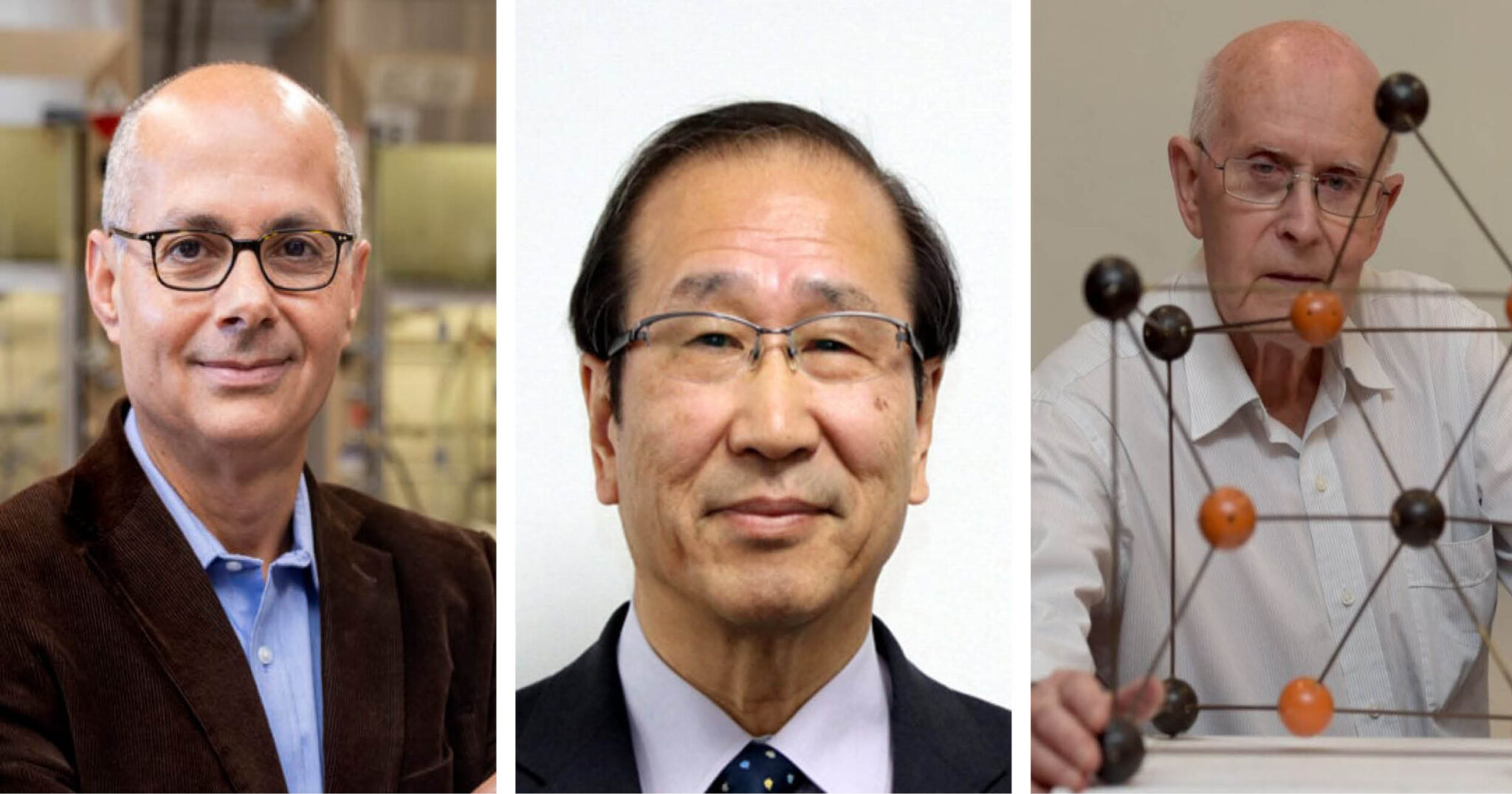 (from l.) Omar M. Yaghi, Susumu Kitagawa, and Richard Robson. (Photos courtesy of the Nobel Prize)