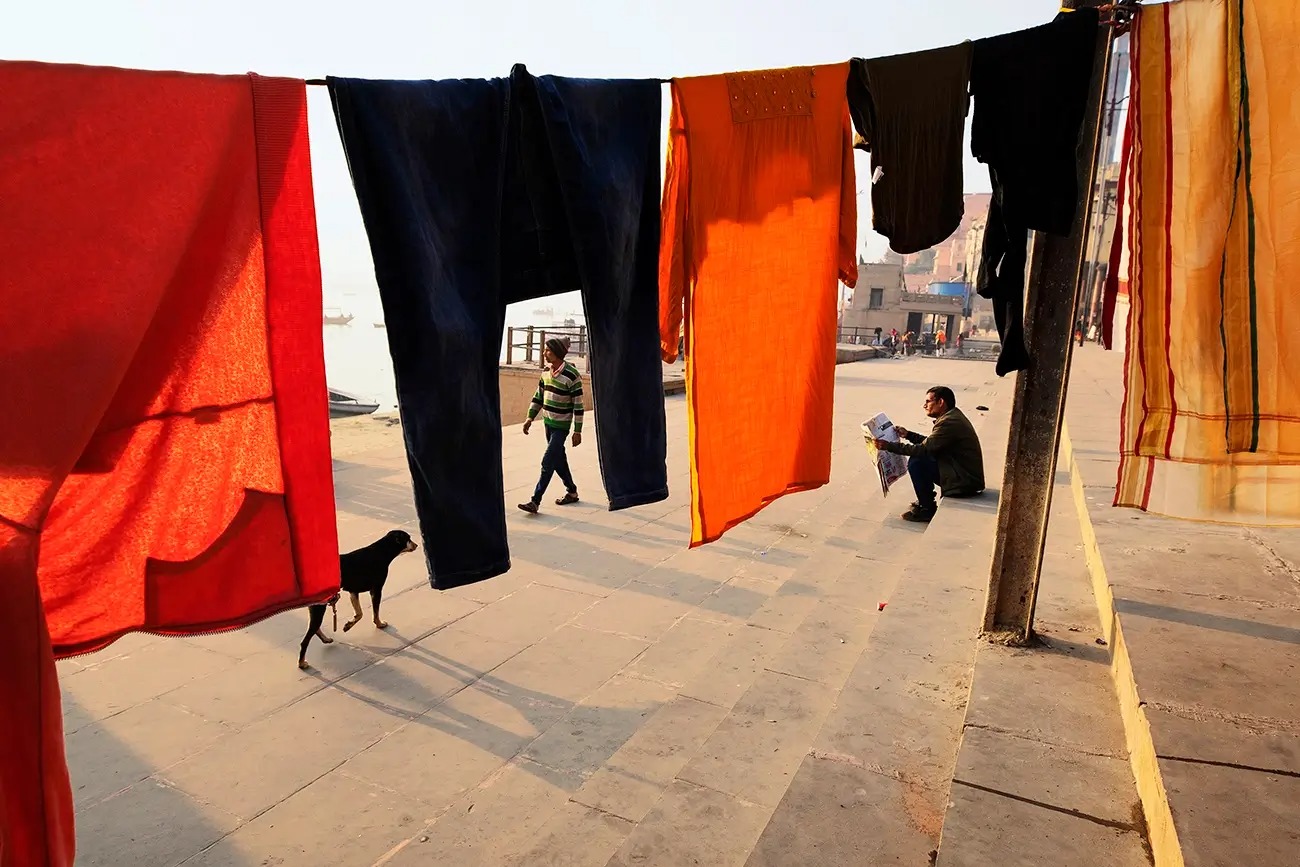 People performing sacred rituals by the Ganges River