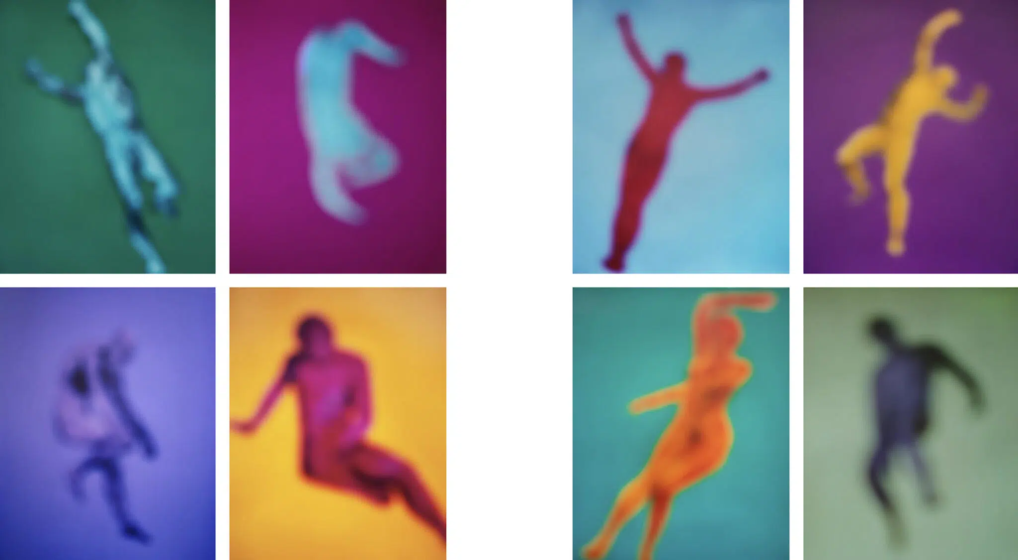 Spread of blurred photographs included in Bill Armstrong's "All a Blur"