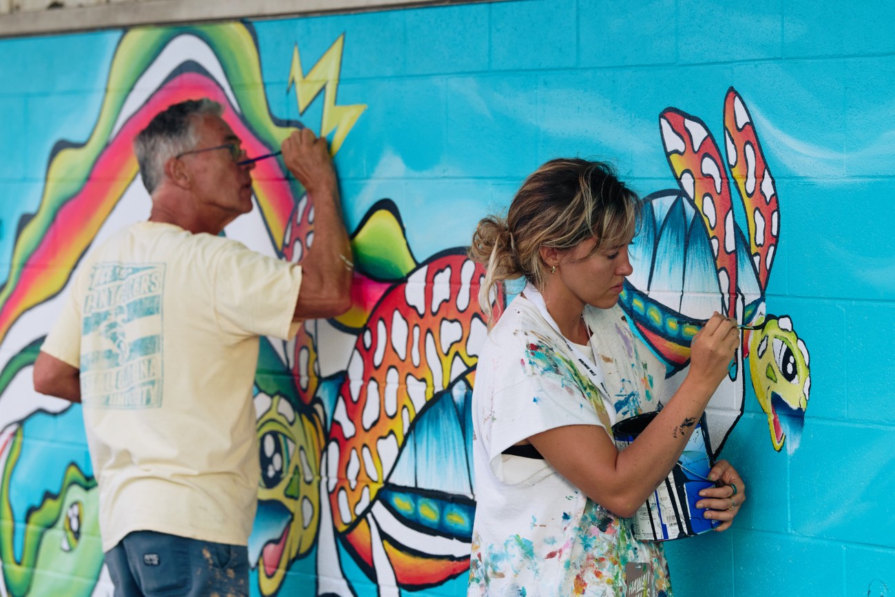 Mural painting in process