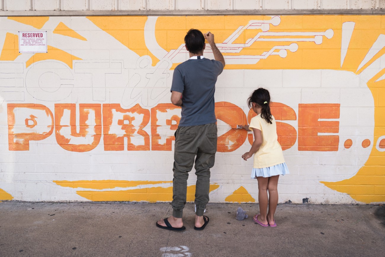 Mural painting in process at Hawaii Walls