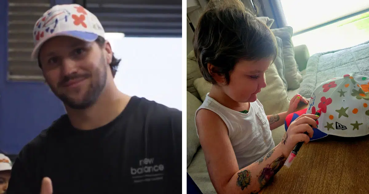 NFL Quarterback Josh Allen Wears Hats Customized by Children To Raise Money for Kids in Hospitals