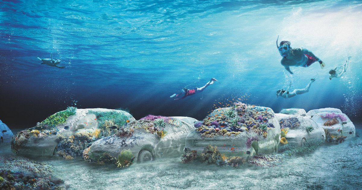 Life-Sized Concrete Cars Are Submerged To Create Artificial Coral Reefs in Miami