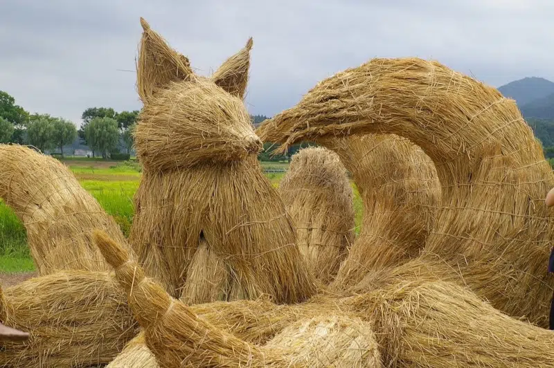 Mythical Animals Made of Straw Take Over Field in Japan for 2025 Wara Art Festival
