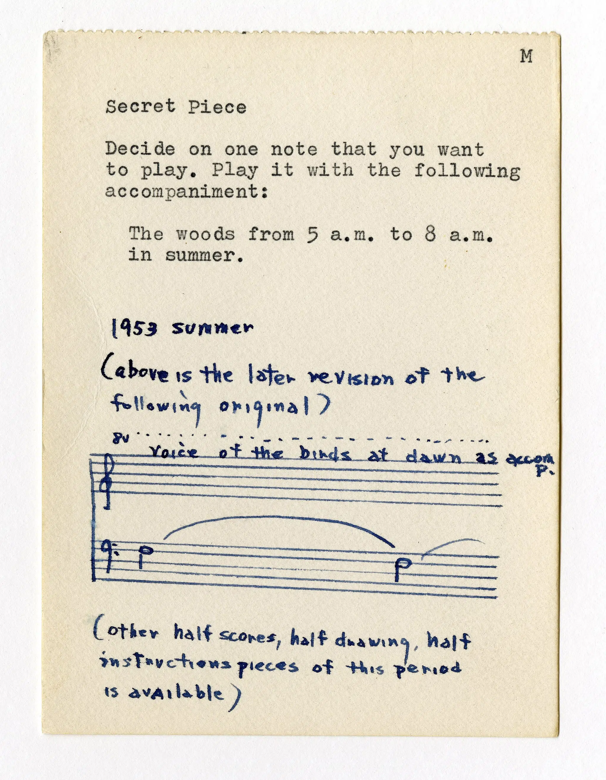 “Secret Piece,” 1953, from typescripts for “Grapefruit,” 1963–64.