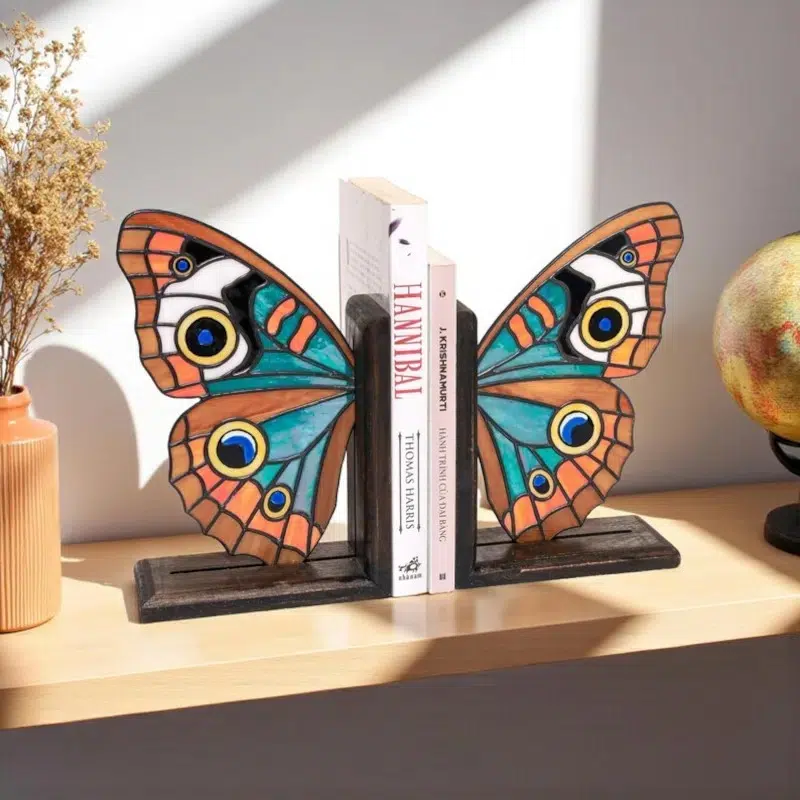 Stained Glass Butterfly Bookends