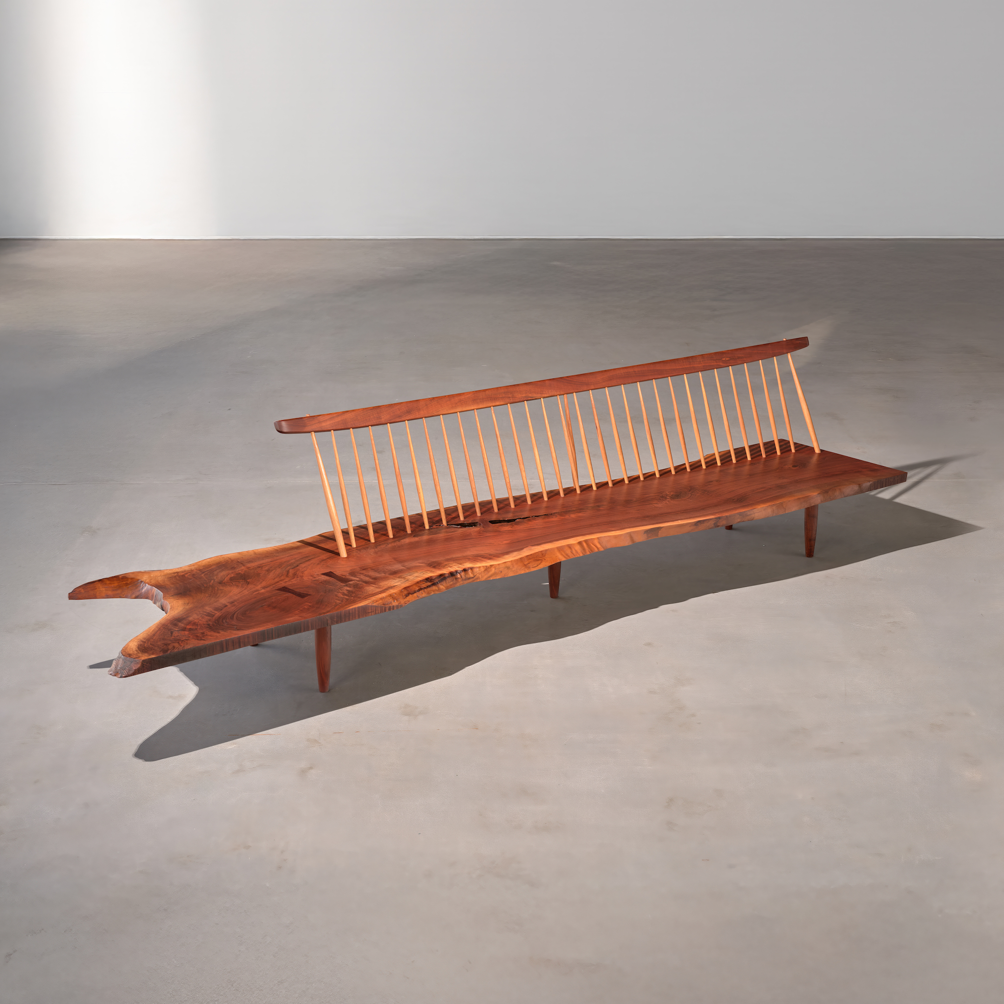 Concoid Bench, 1972, by George Nakashima for Moderne Gallery. (Courtesy of Moderne Gallery)