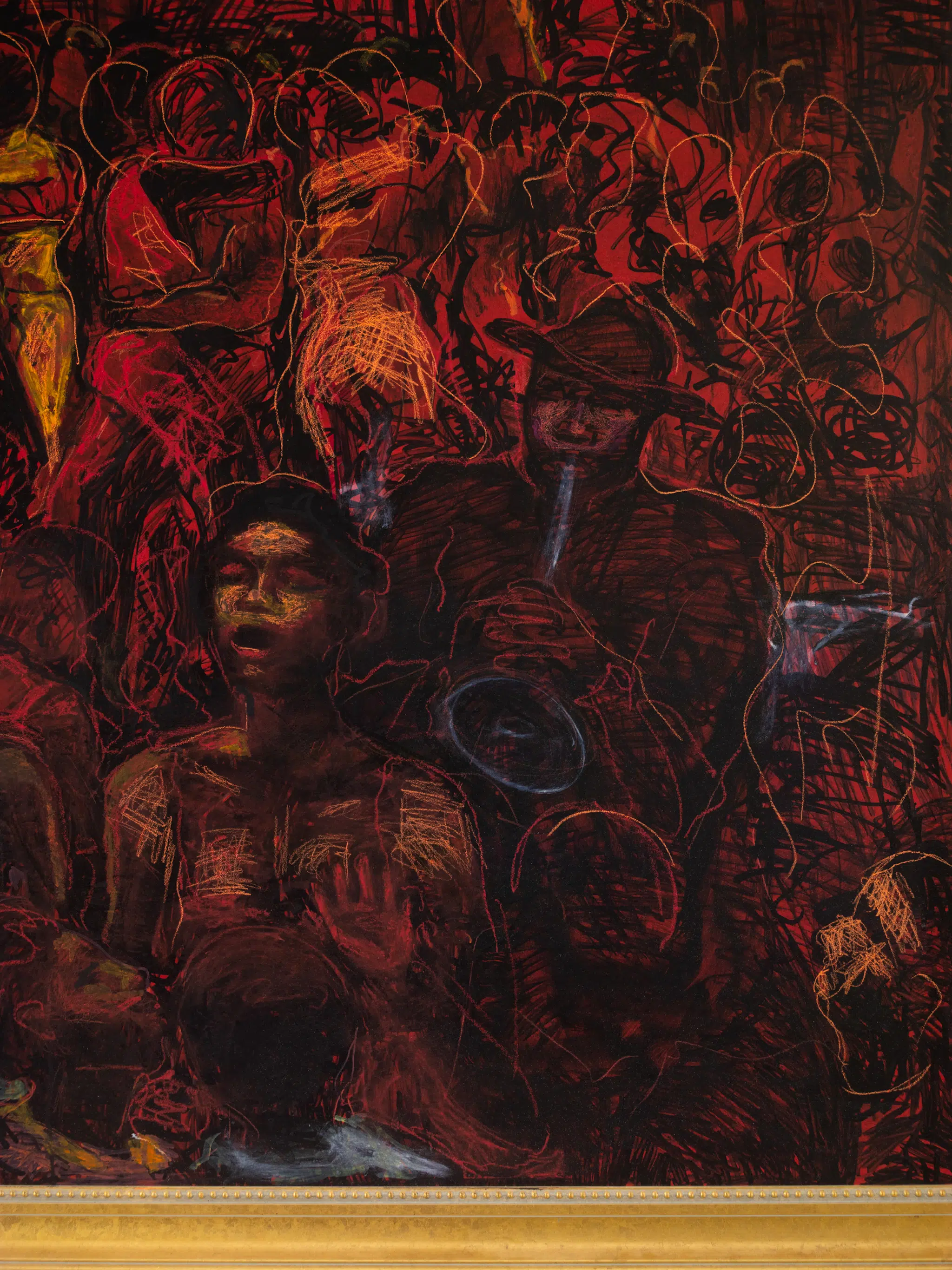 A Geoffrey Holder painting included in his exhibition “Saturday Night” at James Fuentes Gallery in New York, NY