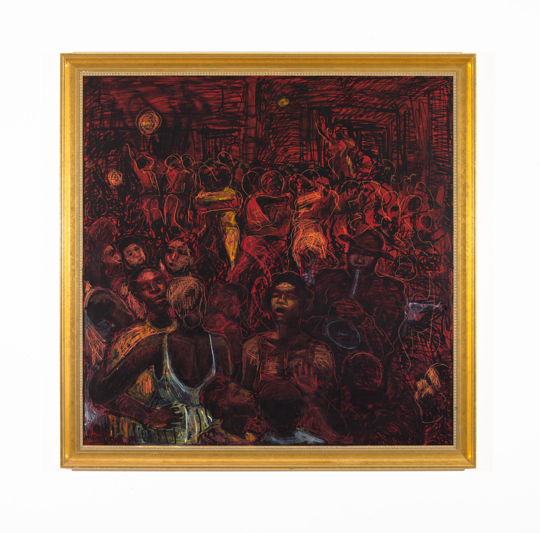 A Geoffrey Holder painting included in his exhibition “Saturday Night” at James Fuentes Gallery in New York, NY