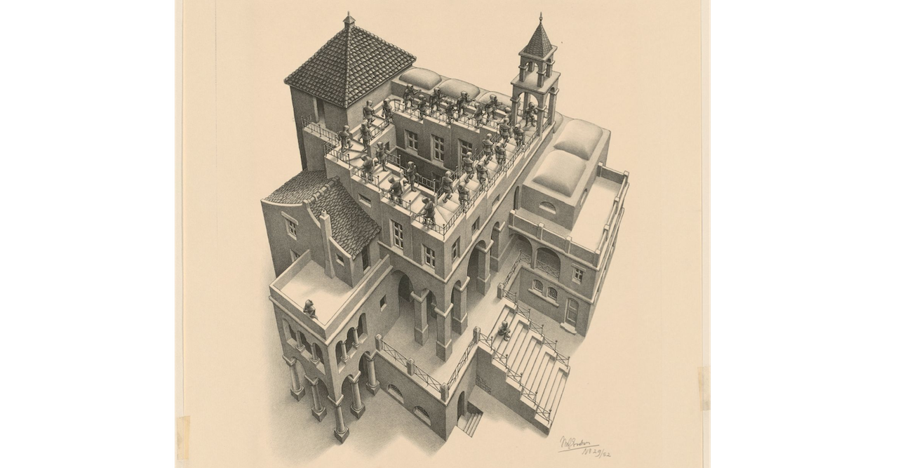 “Ascending and Descending,” 1960. (Courtesy the M.C. Escher Company B.V.)