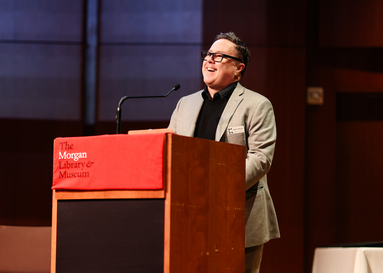 Gregory Wessner delivering opening remarks during during the National Academy of Design’s induction ceremony. (Photo: BFA)