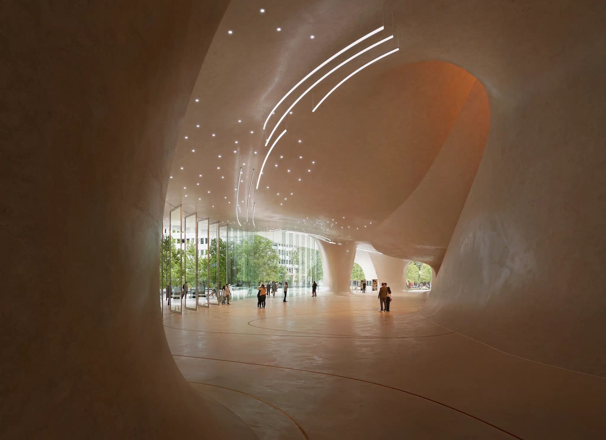 Interior shot of the Düsseldorf Opera House, designed by Snøhetta