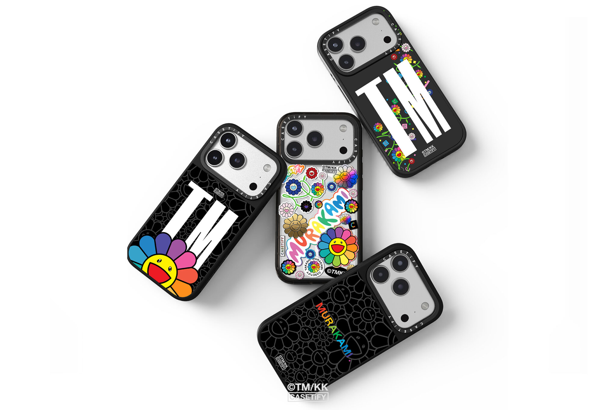 Products featured in Takashi Murakami’s “Flowers Bloom” limited-edition collaboration with CASETiFY